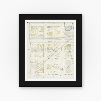 Old map wall art mockup — black gallery frame with white mat — Sanborn Fire Insurance Map from Ashland, Ashland County, Wisconsin (1895), Sheet #0005