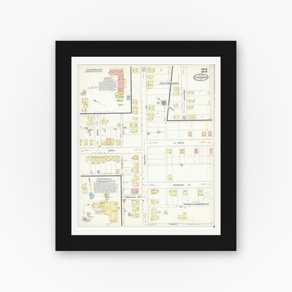 Old map wall art mockup — black gallery frame with white mat — Sanborn Fire Insurance Map from Stroudsburg, Monroe County, Pennsylvania (1912), Sheet #0022