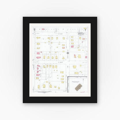 Old map wall art mockup — black gallery frame with white mat — Sanborn Fire Insurance Map from Hinsdale, Du Page And Cook Counties, Illinois (1927), Sheet #0007