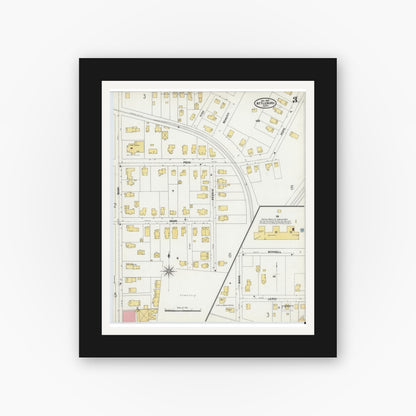 Old map wall art mockup — black gallery frame with white mat — Sanborn Fire Insurance Map from Attleboro, Bristol County, Massachusetts (1905), Sheet #0003