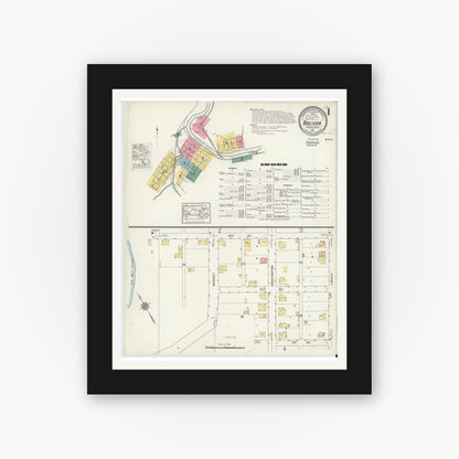 Old map wall art mockup — black gallery frame with white mat — Sanborn Fire Insurance Map from Bolivar, Westmoreland County, Pennsylvania (1915) - Complete Map Set