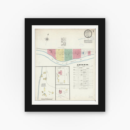 Old map wall art mockup — black gallery frame with white mat — Sanborn Fire Insurance Map from Renovo, Clinton County, Pennsylvania (1897) - Complete Map Set