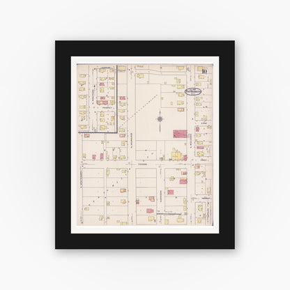 Old map wall art mockup — black gallery frame with white mat — Sanborn Fire Insurance Map from Port Washington, Ozaukee County, Wisconsin (1922), Sheet #0010