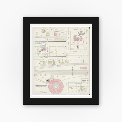 Old map wall art mockup — black gallery frame with white mat — Sanborn Fire Insurance Map from Breckenridge, Wilkin County, Minnesota (1914), Sheet #0005