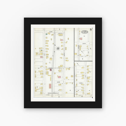 Old map wall art mockup — black gallery frame with white mat — Sanborn Fire Insurance Map from Duncannon, Perry County, Pennsylvania (1904), Sheet #0005