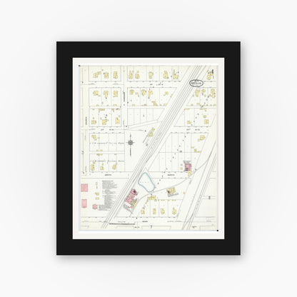 Old map wall art mockup — black gallery frame with white mat — Sanborn Fire Insurance Map from Mount Olive, Macoupin County, Illinois (1910), Sheet #0004