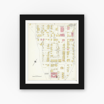 Old map wall art mockup — black gallery frame with white mat — Sanborn Fire Insurance Map from Newport, Perry County, Pennsylvania (1911), Sheet #0004