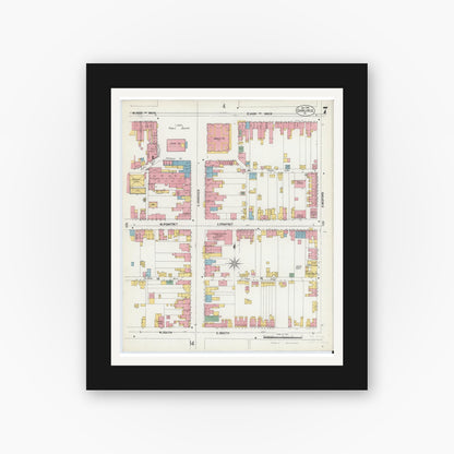 Old map wall art mockup — black gallery frame with white mat — Sanborn Fire Insurance Map from Carlisle, Cumberland County, Pennsylvania (1902), Sheet #0007