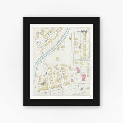 Old map wall art mockup — black gallery frame with white mat — Sanborn Fire Insurance Map from Port Jervis, Orange County, New York (1894), Sheet #0007
