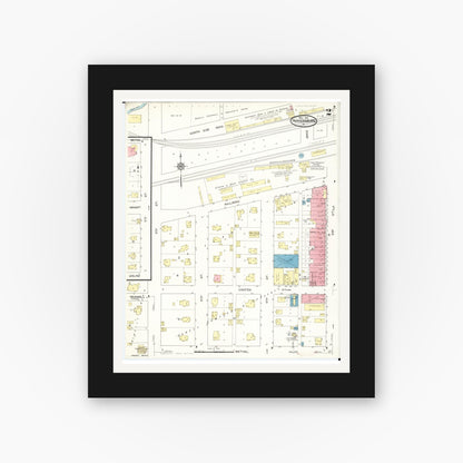 Old map wall art mockup — black gallery frame with white mat — Sanborn Fire Insurance Map from Parkersburg, Butler County, Iowa (1913), Sheet #0002