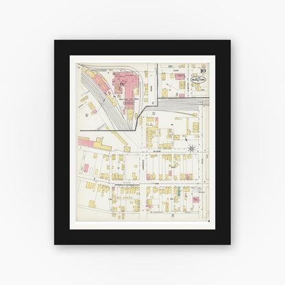 Old map wall art mockup — black gallery frame with white mat — Sanborn Fire Insurance Map from Middletown, Dauphin County, Pennsylvania (1902), Sheet #0010