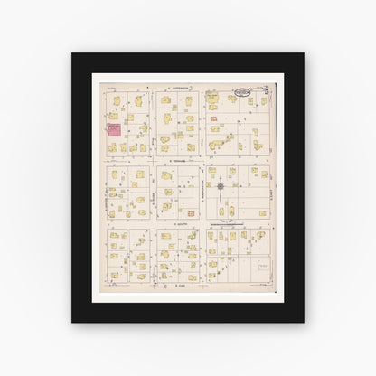 Old map wall art mockup — black gallery frame with white mat — Sanborn Fire Insurance Map from Viroqua, Vernon County, Wisconsin (1922), Sheet #0005