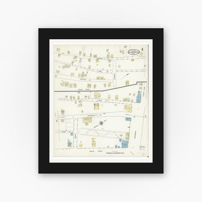 Old map wall art mockup — black gallery frame with white mat — Sanborn Fire Insurance Map from Salisbury, Essex County, Massachusetts (1914), Sheet #0004