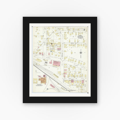 Old map wall art mockup — black gallery frame with white mat — Sanborn Fire Insurance Map from Athens, Athens County, Ohio (1914), Sheet #0003