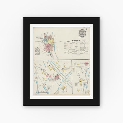 Old map wall art mockup — black gallery frame with white mat — Sanborn Fire Insurance Map from Mechanicville, Saratoga County, New York (1887) - Complete Map Set