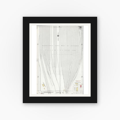 Old map wall art mockup — black gallery frame with white mat — Sanborn Fire Insurance Map from Chicago, Cook County, Illinois (1920), Sheet #0038