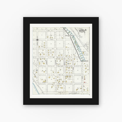 Old map wall art mockup — black gallery frame with white mat — Sanborn Fire Insurance Map from Mount Dora, Lake County, Florida (1920), Sheet #0003