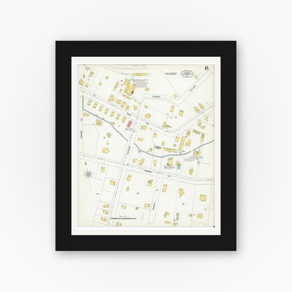 Old map wall art mockup — black gallery frame with white mat — Sanborn Fire Insurance Map from Summit, Union County, New Jersey (1903), Sheet #0006