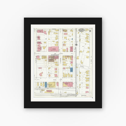 Old map wall art mockup — black gallery frame with white mat — Sanborn Fire Insurance Map from Union City, Randolph County, Indiana (1920), Sheet #0006