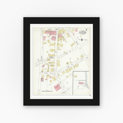 Old map wall art mockup — black gallery frame with white mat — Sanborn Fire Insurance Map from Haverstraw, Rockland County, New York (1910) - Complete Map Set