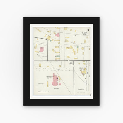 Old map wall art mockup — black gallery frame with white mat — Sanborn Fire Insurance Map from Girard, Erie County, Pennsylvania (1898), Sheet #0002