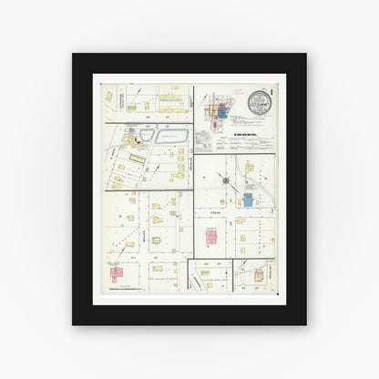 Old map wall art mockup — black gallery frame with white mat — Sanborn Fire Insurance Map from Lee's Summit, Jackson County, Missouri (1909) - Complete Map Set