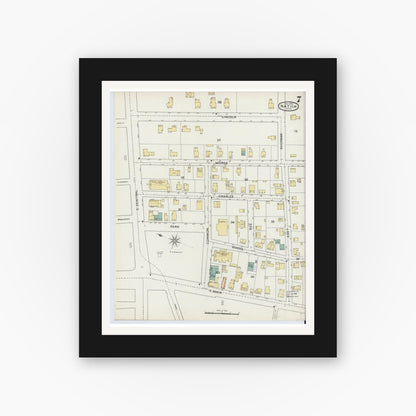 Old map wall art mockup — black gallery frame with white mat — Sanborn Fire Insurance Map from Natick, Middlesex County, Massachusetts (1894), Sheet #0007