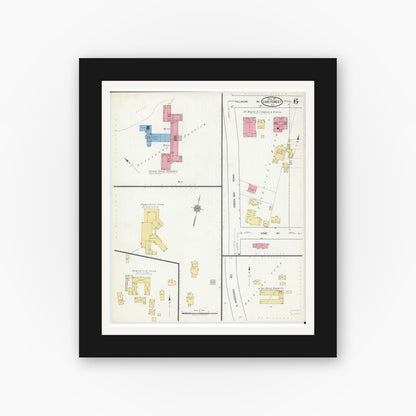 Old map wall art mockup — black gallery frame with white mat — Sanborn Fire Insurance Map from Lake Forest, Lake County, Illinois (1917), Sheet #0006