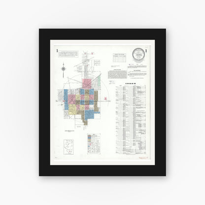 Old map wall art mockup — black gallery frame with white mat — Sanborn Fire Insurance Map from Herrin, Williamson County, Illinois (1941) - Complete Map Set