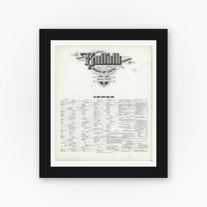 Old map wall art mockup — black gallery frame with white mat — Sanborn Fire Insurance Map from Suffolk, Independent Cities, Virginia (1921), Sheet #0001