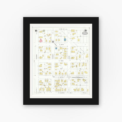 Old map wall art mockup — black gallery frame with white mat — Sanborn Fire Insurance Map from Midland, Midland County, Michigan (1926), Sheet #0010