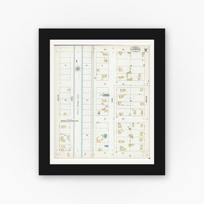 Old map wall art mockup — black gallery frame with white mat — Sanborn Fire Insurance Map from Lockport, Will County, Illinois (1902), Sheet #0002