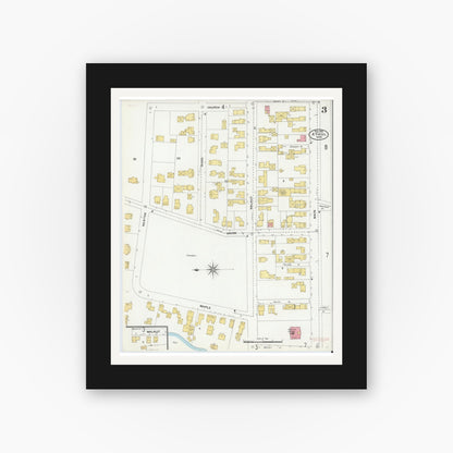 Old map wall art mockup — black gallery frame with white mat — Sanborn Fire Insurance Map from Athol, Worcester County, Massachusetts (1905), Sheet #0003