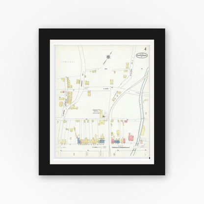 Old map wall art mockup — black gallery frame with white mat — Sanborn Fire Insurance Map from Shippensburg, Cumberland And Franklin Counties, Pennsylvania (1910), Sheet #0004