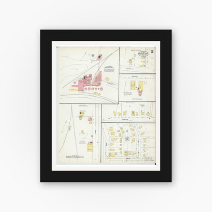 Old map wall art mockup — black gallery frame with white mat — Sanborn Fire Insurance Map from Mineral City, Tuscarawas County, Ohio (1902), Sheet #0002