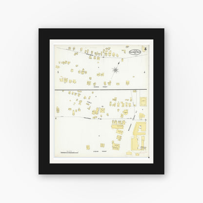 Old map wall art mockup — black gallery frame with white mat — Sanborn Fire Insurance Map from Salisbury, Essex County, Massachusetts (1909), Sheet #0004