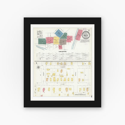 Old map wall art mockup — black gallery frame with white mat — Sanborn Fire Insurance Map from Canisteo, Steuben County, New York (1909) - Complete Map Set