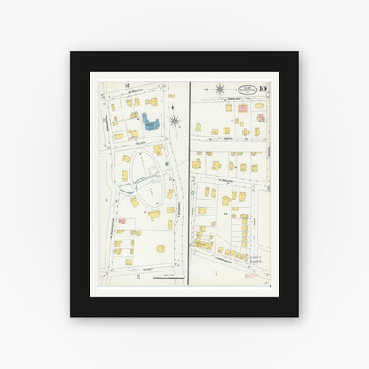 Old map wall art mockup — black gallery frame with white mat — Sanborn Fire Insurance Map from Tarrytown, Westchester County, New York (1903), Sheet #0010