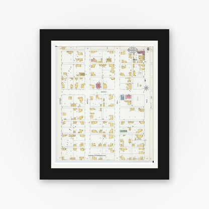 Old map wall art mockup — black gallery frame with white mat — Sanborn Fire Insurance Map from Bellville, Richland County, Ohio (1900), Sheet #0002