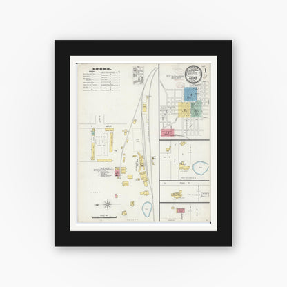 Old map wall art mockup — black gallery frame with white mat — Sanborn Fire Insurance Map from Edina, Knox County, Missouri (1898) - Complete Map Set