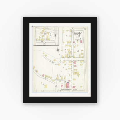 Old map wall art mockup — black gallery frame with white mat — Sanborn Fire Insurance Map from Middleport, Meigs County, Ohio (1916), Sheet #0002