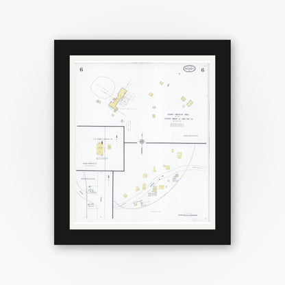 Old map wall art mockup — black gallery frame with white mat — Sanborn Fire Insurance Map from Granby, Newton County, Missouri (1930), Sheet #0006