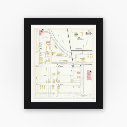 Old map wall art mockup — black gallery frame with white mat — Sanborn Fire Insurance Map from Nanticoke, Luzerne County, Pennsylvania (1912), Sheet #0015