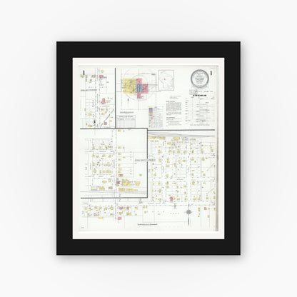 Old map wall art mockup — black gallery frame with white mat — Sanborn Fire Insurance Map from Thorpe, Clark County, Wisconsin (1933), Sheet #0001