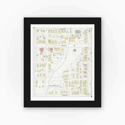 Old map wall art mockup — black gallery frame with white mat — Sanborn Fire Insurance Map from Alliance, Stark County, Ohio (1904), Sheet #0007