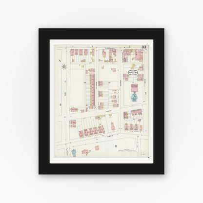 Old map wall art mockup — black gallery frame with white mat — Sanborn Fire Insurance Map from Norristown, Montgomery County, Pennsylvania (1896), Sheet #0010