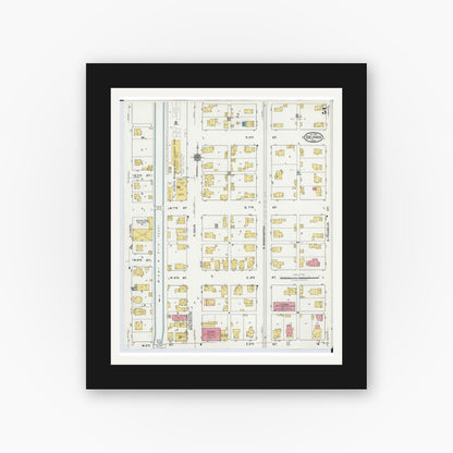 Old map wall art mockup — black gallery frame with white mat — Sanborn Fire Insurance Map from Delphos, Van Wert And Allen Counties, Ohio (1921), Sheet #0005