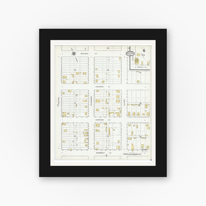 Old map wall art mockup — black gallery frame with white mat — Sanborn Fire Insurance Map from Electra, Wichita County, Texas (1919), Sheet #0006