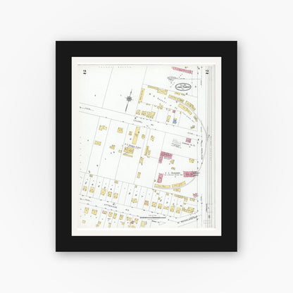 Old map wall art mockup — black gallery frame with white mat — Sanborn Fire Insurance Map from Lake Forest, Lake County, Illinois (1926), Sheet #0002