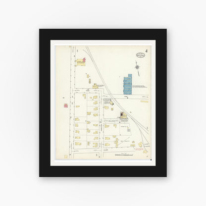 Old map wall art mockup — black gallery frame with white mat — Sanborn Fire Insurance Map from Wayland, Steuben County, New York (1913), Sheet #0004